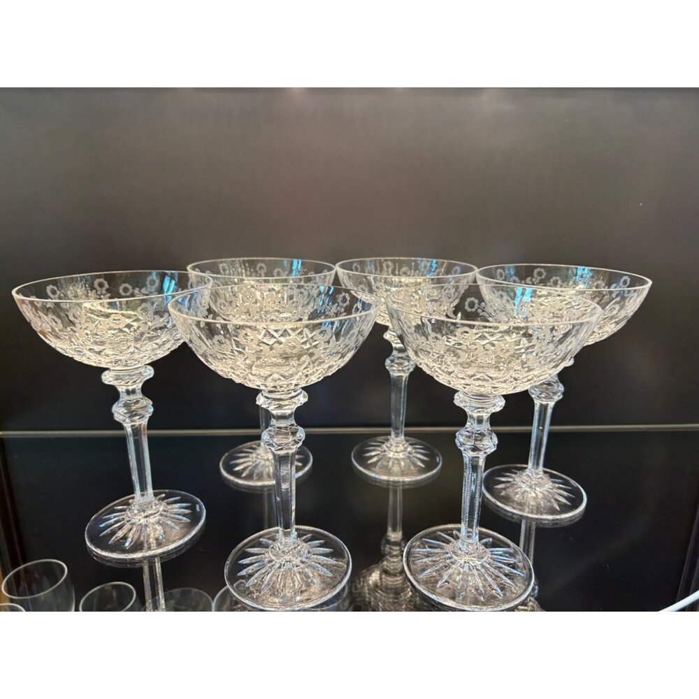 Rogaska "Gallia" Crystal Champagne Sherbet Glasses 7 1/8 Inches Tall Set of 6